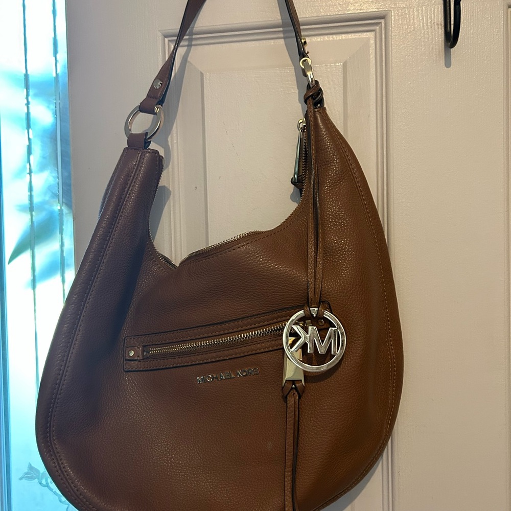 Michael Kors Cognac Pebbled Leather Hobo